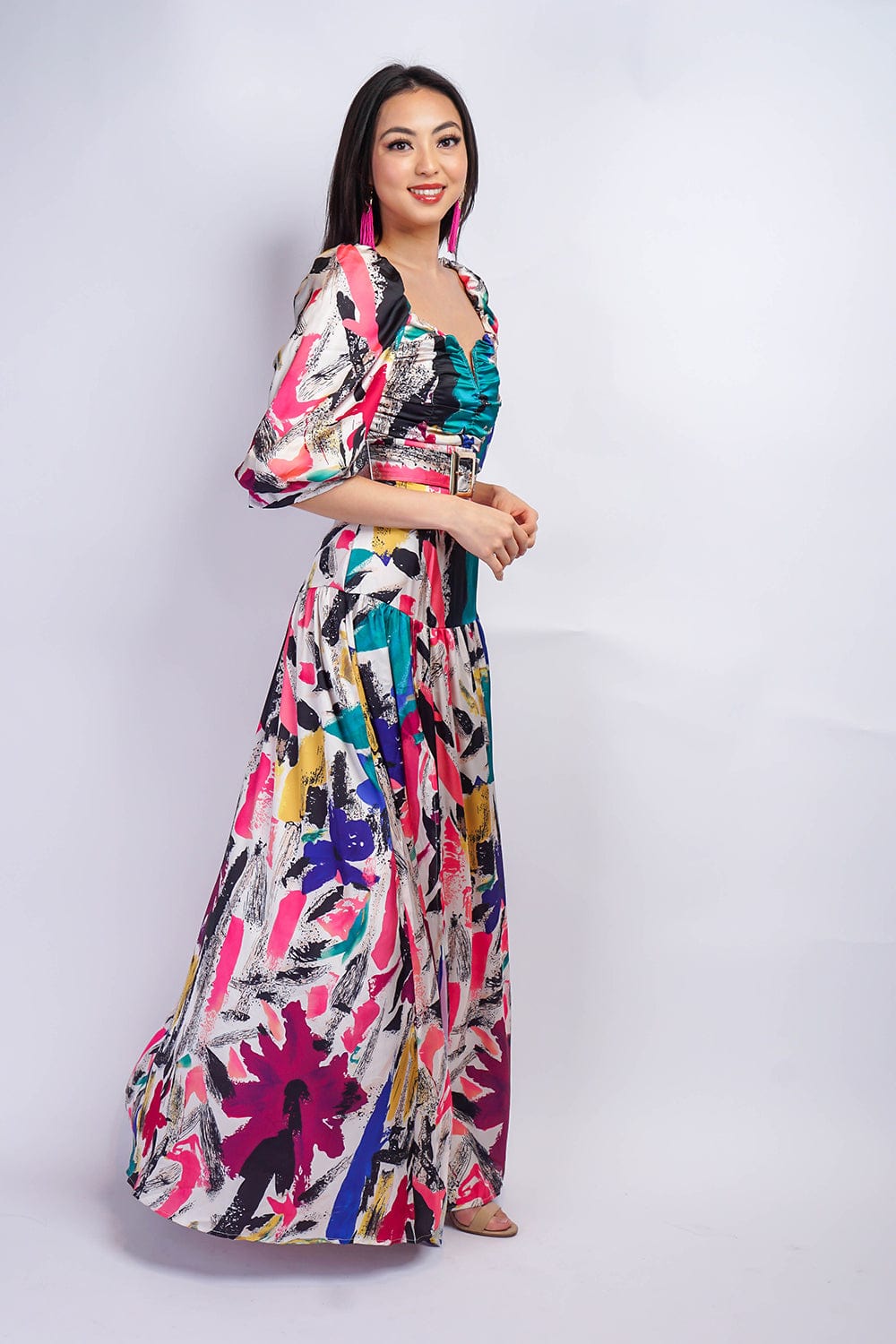 DRESSES Purple/Green Multi Sweetheart Dress - Chloe Dao
