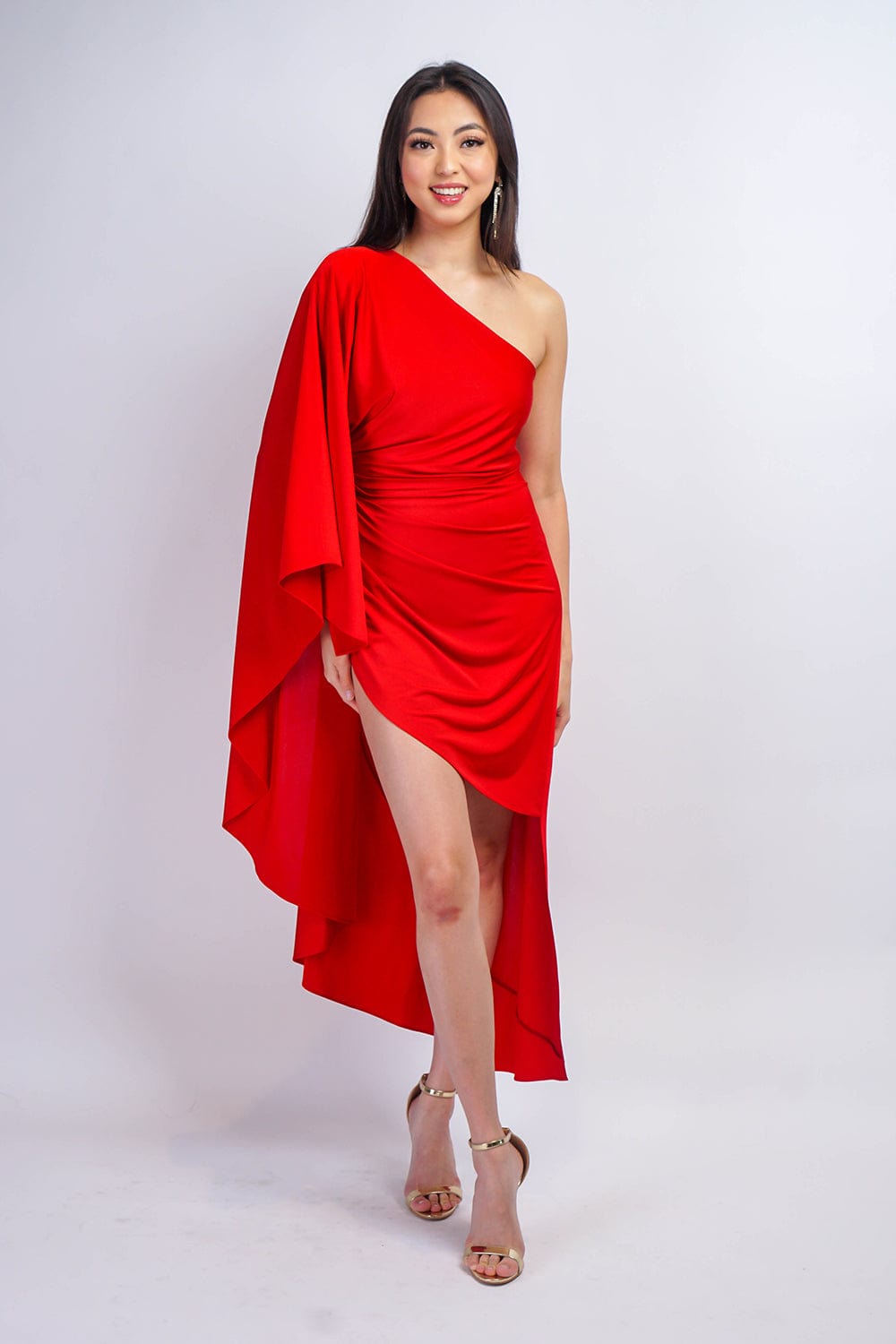 DRESSES Red One Shoulder Jersey Carolina Dress - Chloe Dao