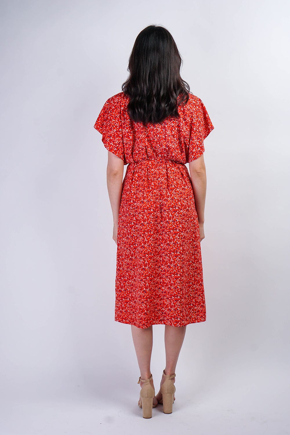 DCD DRESSES Red Pasley Floral Kasumi Midi Dress