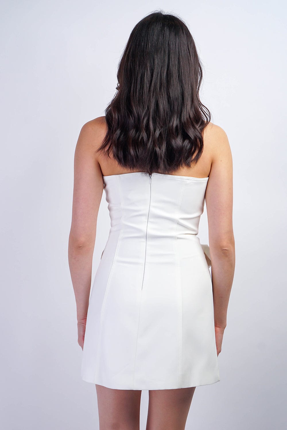 DCD Dresses White Rose Strapless Button Front Dress
