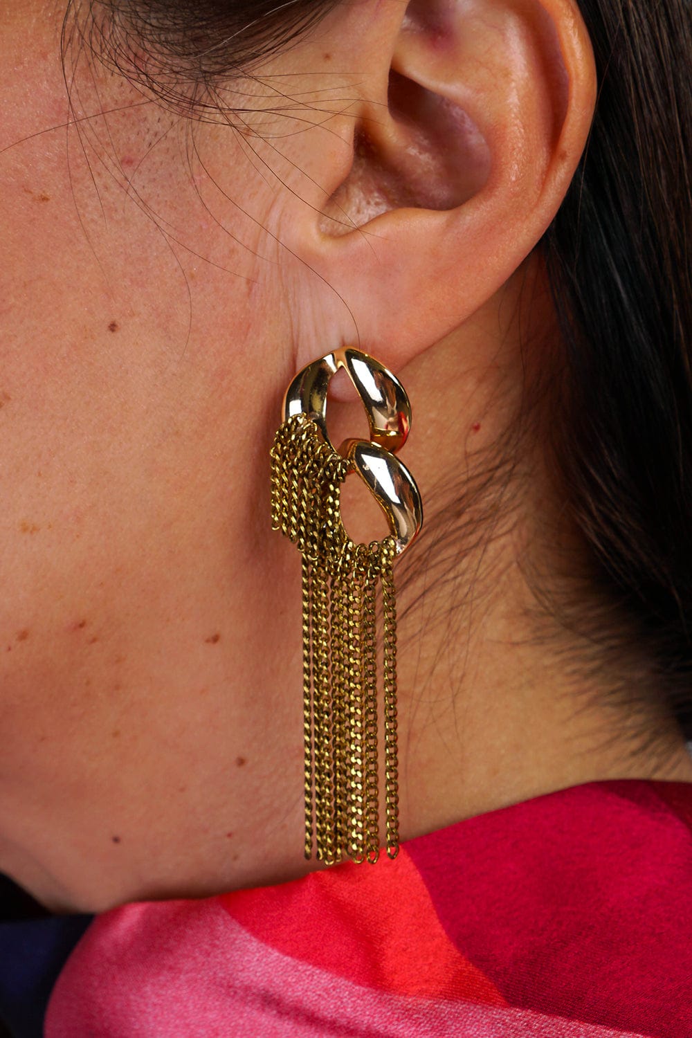 EARRINGS Double Chain Gold Dangle Earrings - Chloe Dao