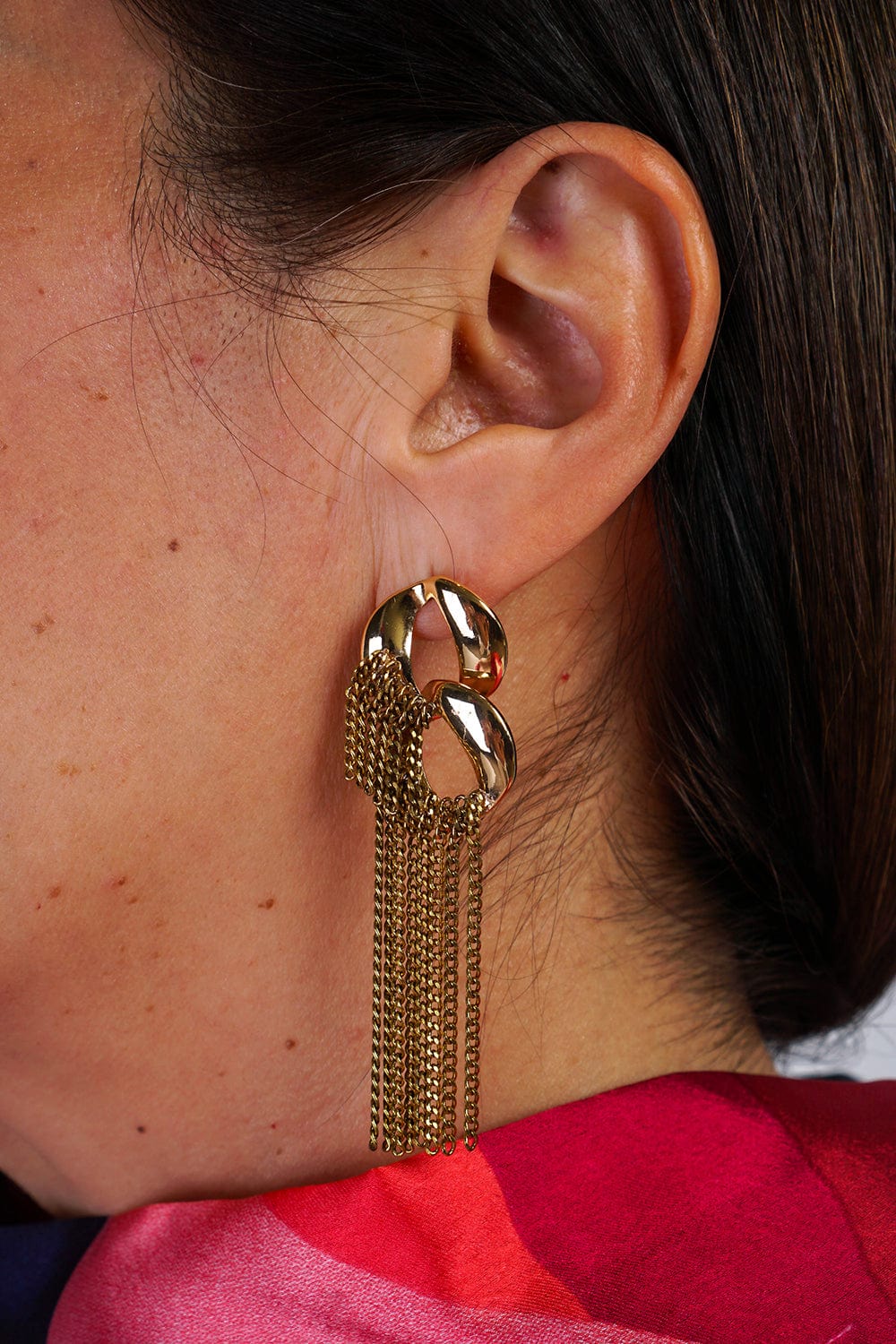 EARRINGS Double Chain Gold Dangle Earrings - Chloe Dao