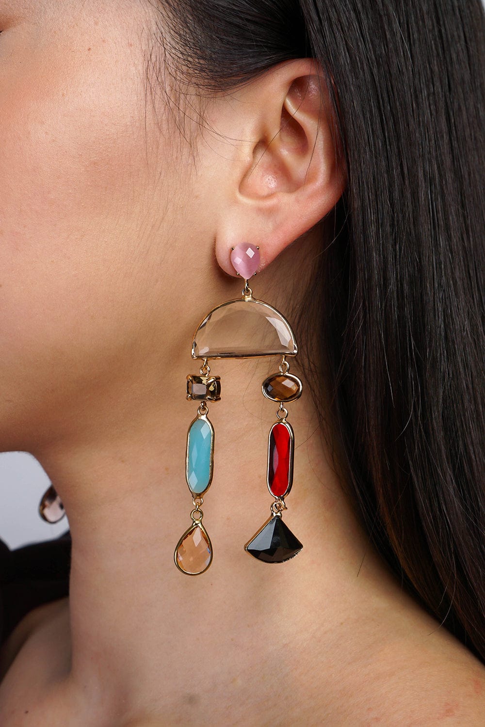 DCD EARRINGS Multicolored Crystals Dangle Earrings