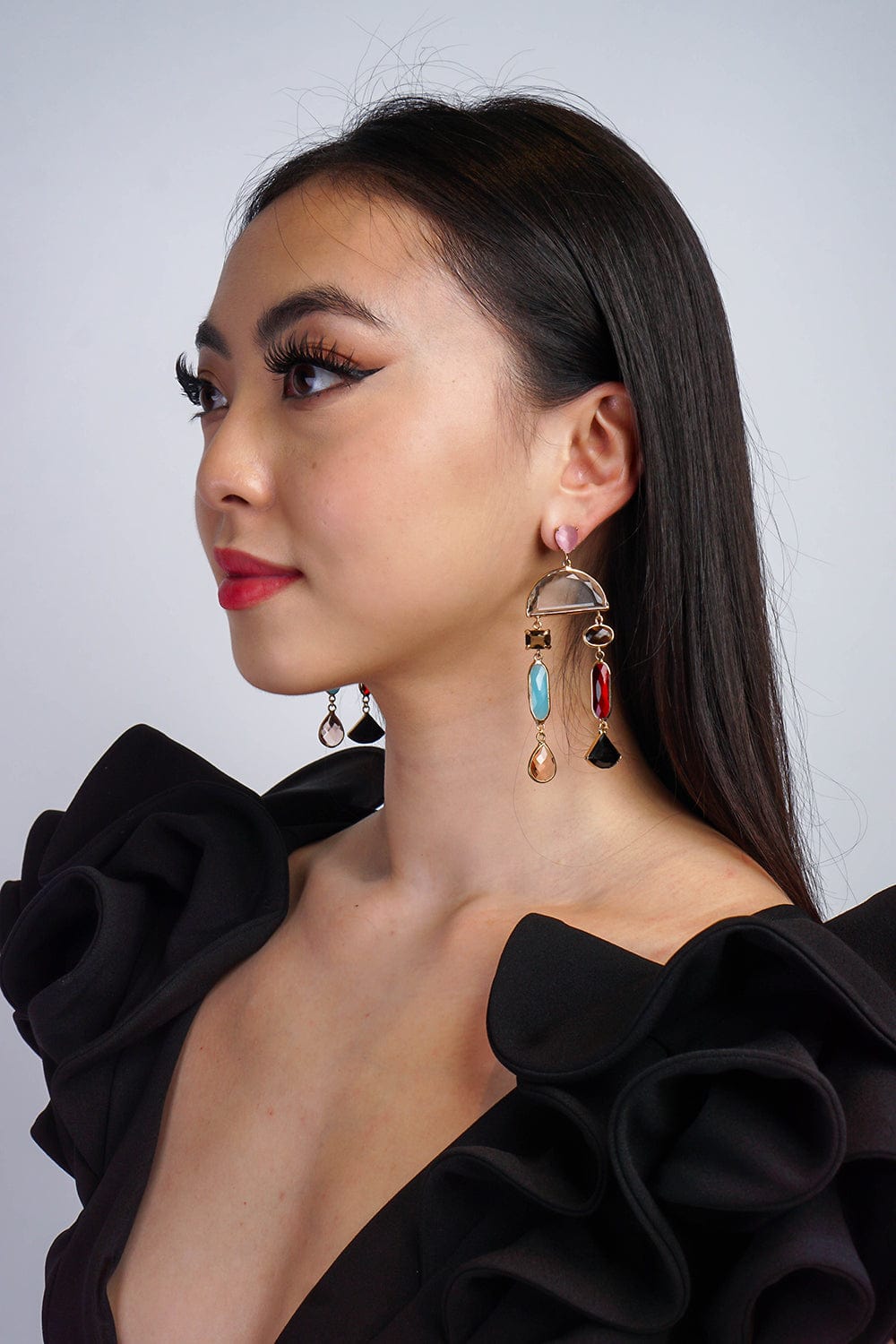 DCD EARRINGS Multicolored Crystals Dangle Earrings