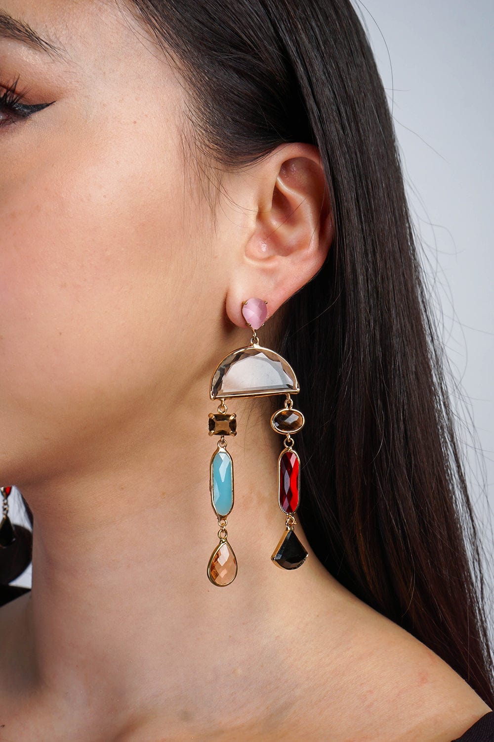 DCD EARRINGS Multicolored Crystals Dangle Earrings