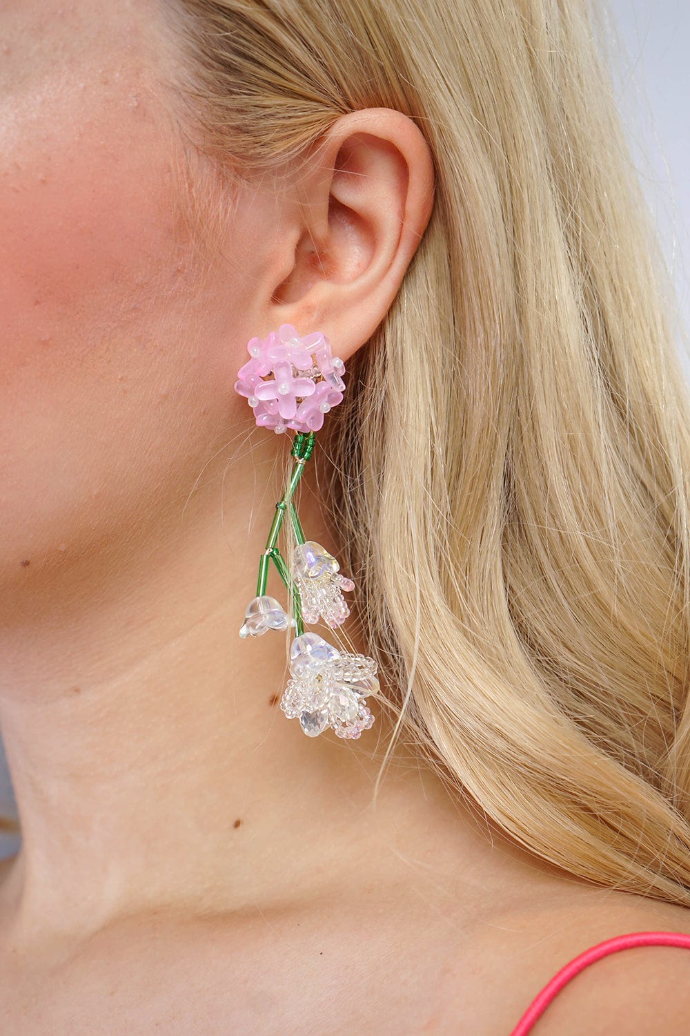EARRINGS Pink Acrylic Flower Branch Earrings - Chloe Dao