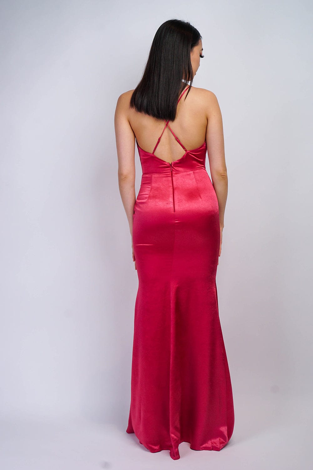 DCD GOWNS Berry Cowl Satin Gown