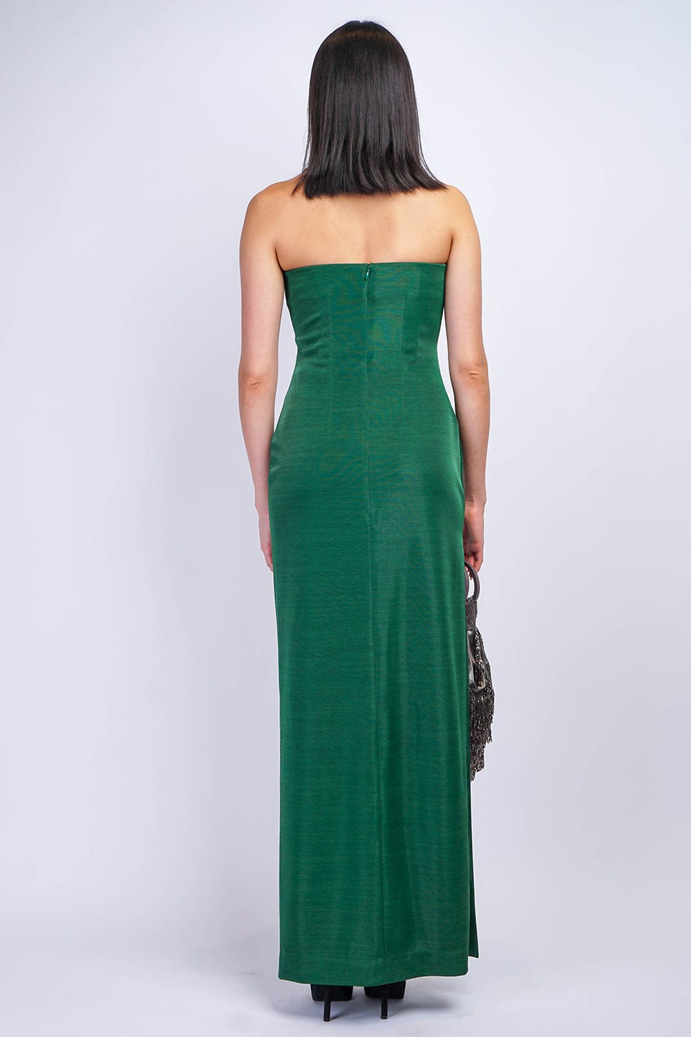 GOWNS Emerald Green Luxe Sheen Strapless Gown - Chloe Dao