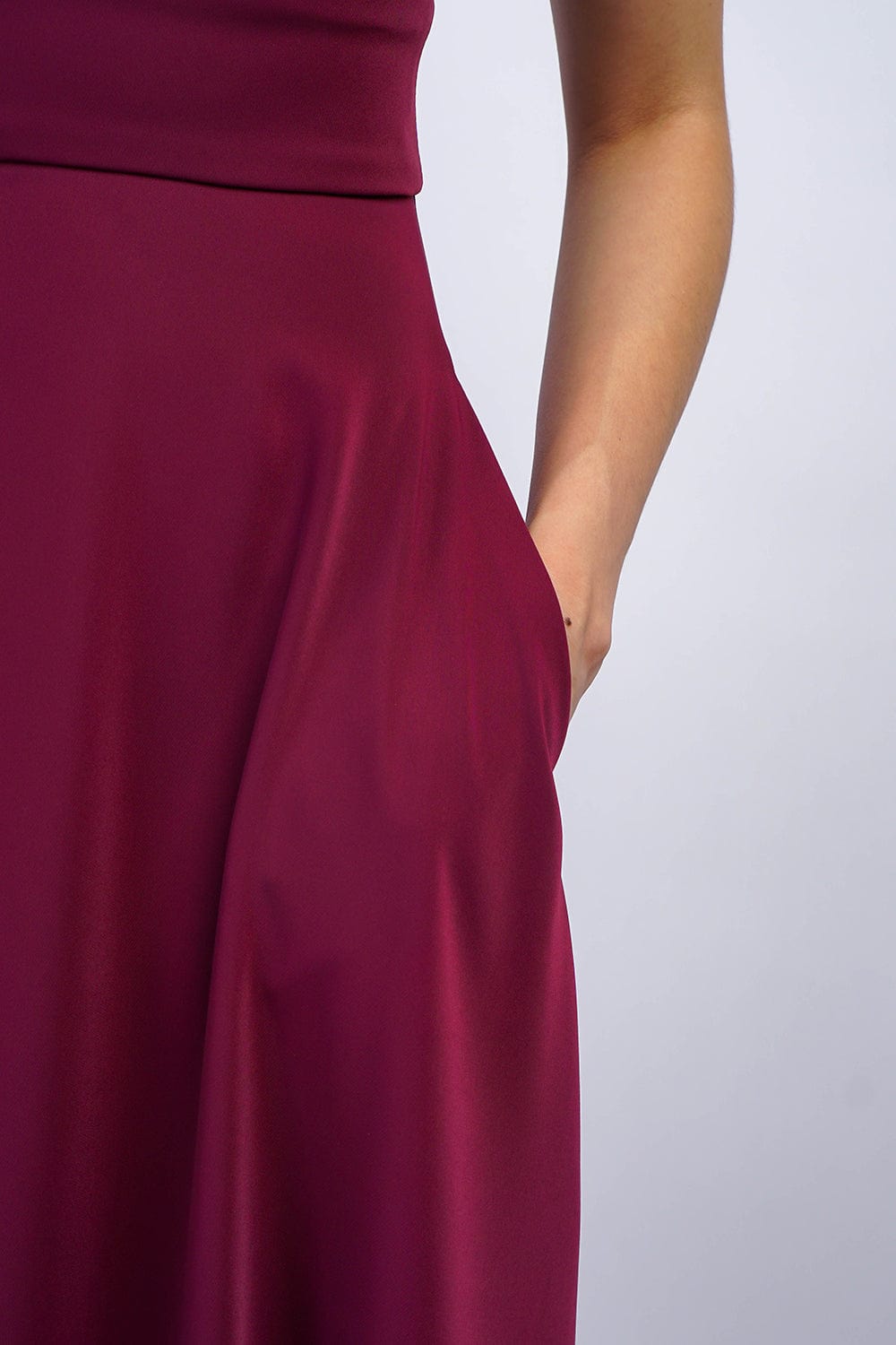 GOWNS Maroon V Neck Front Slit Soraya Gown - Chloe Dao