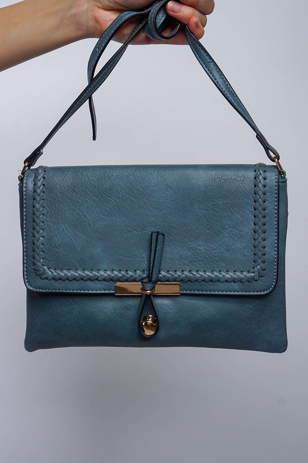 HANDBAGS Blue Braided Trim Cross Bag - Chloe Dao