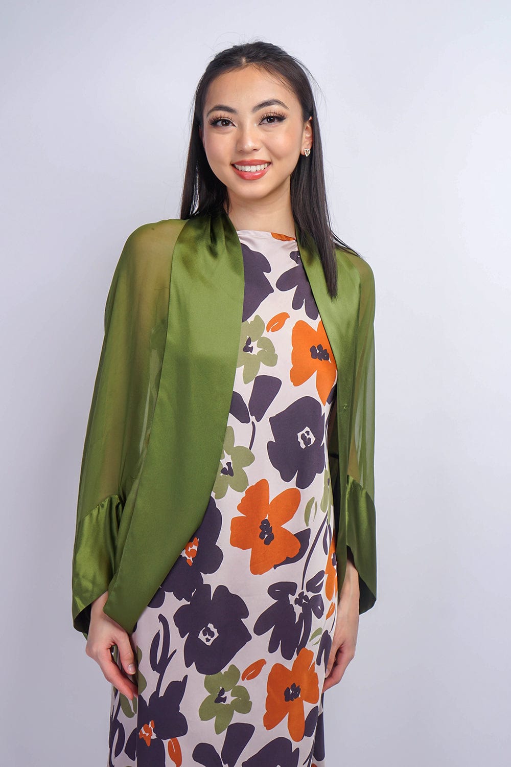 JACKETS Green Silk Chiffon Cover Jacket - Chloe Dao