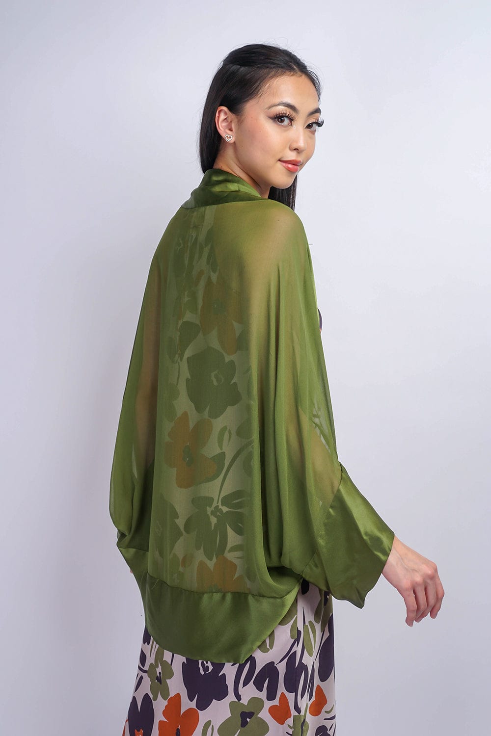 JACKETS Green Silk Chiffon Cover Jacket - Chloe Dao