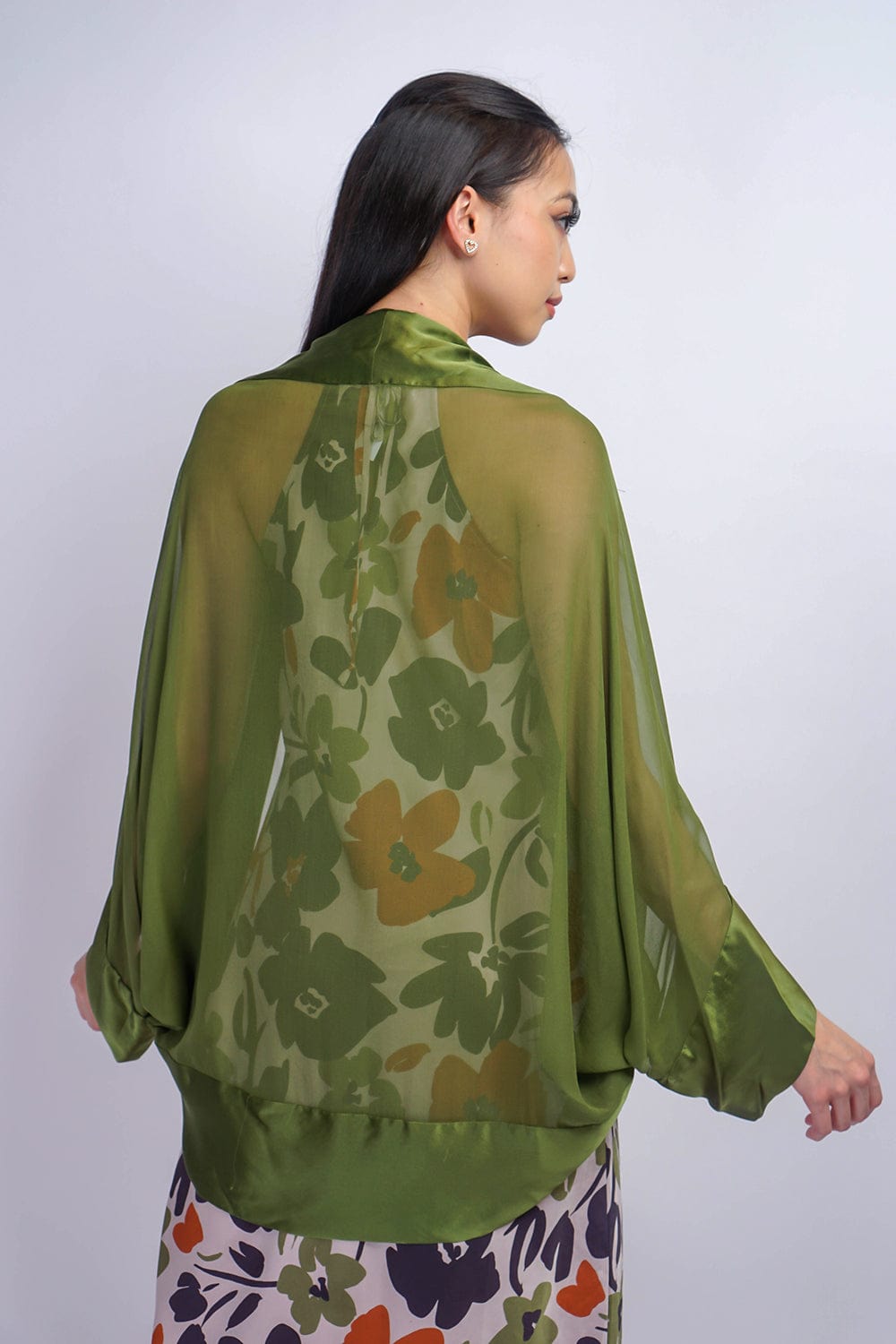 JACKETS Green Silk Chiffon Cover Jacket - Chloe Dao