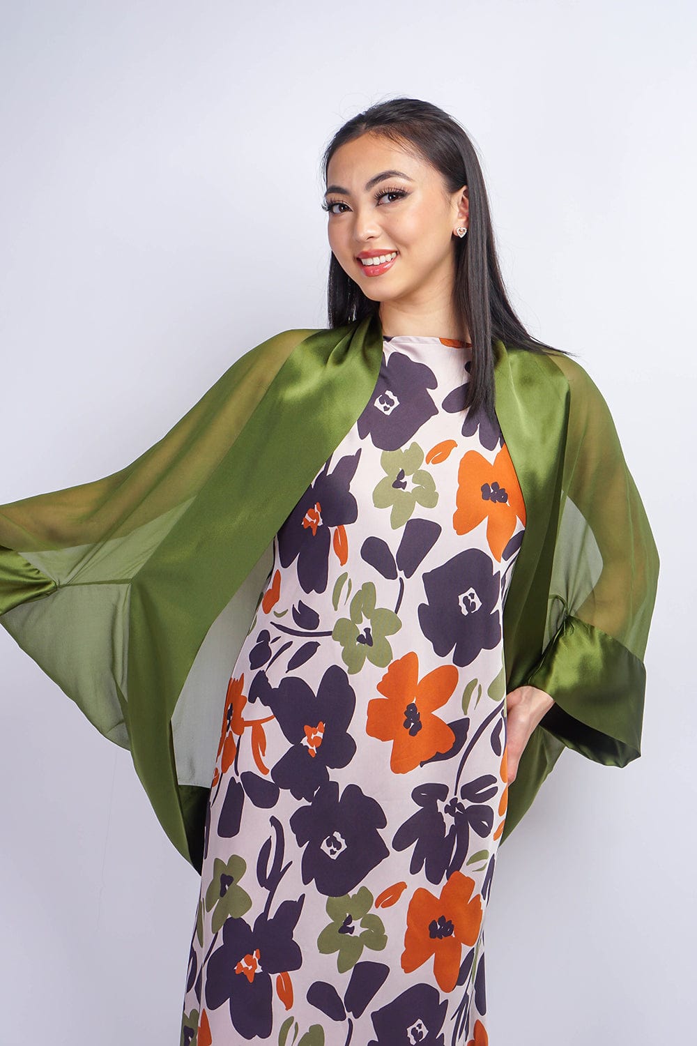 JACKETS Green Silk Chiffon Cover Jacket - Chloe Dao
