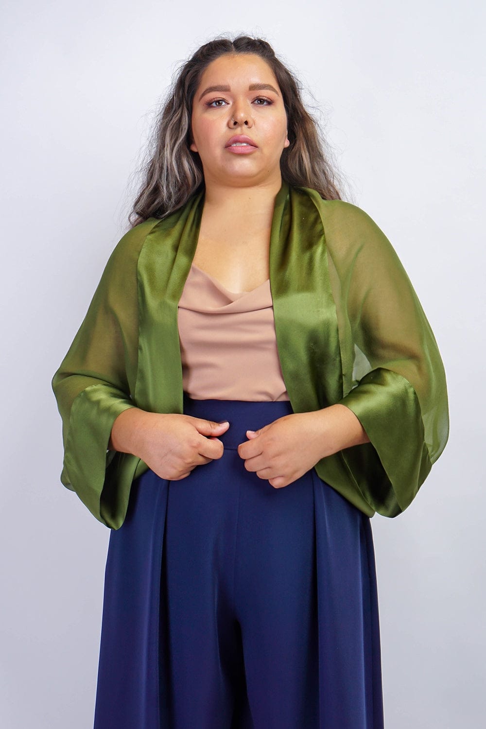 JACKETS Green Silk Chiffon Cover Jacket - Chloe Dao