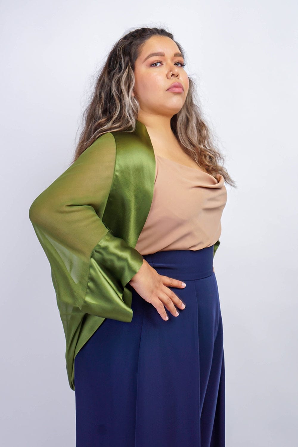 JACKETS Green Silk Chiffon Cover Jacket - Chloe Dao
