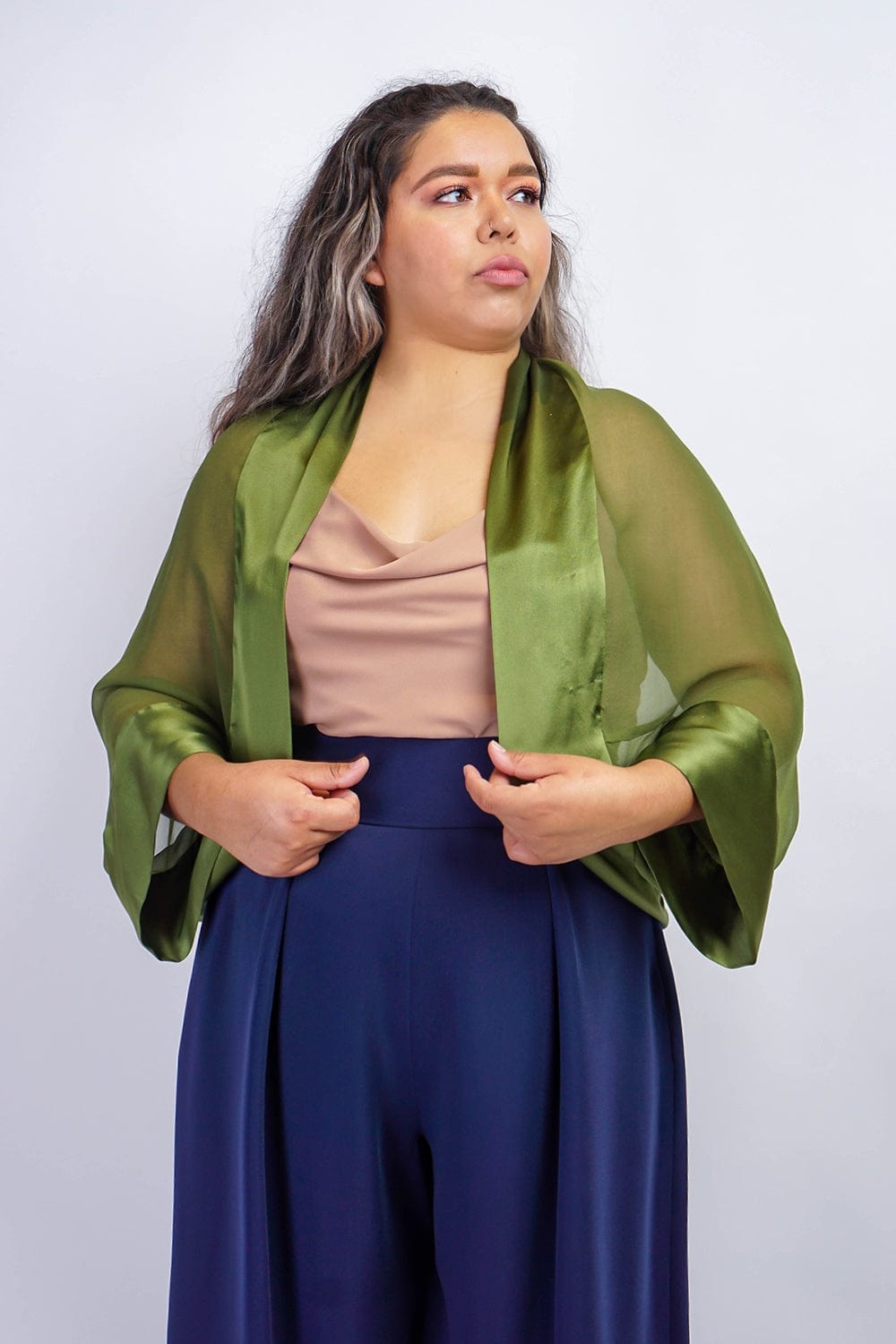 JACKETS Green Silk Chiffon Cover Jacket - Chloe Dao