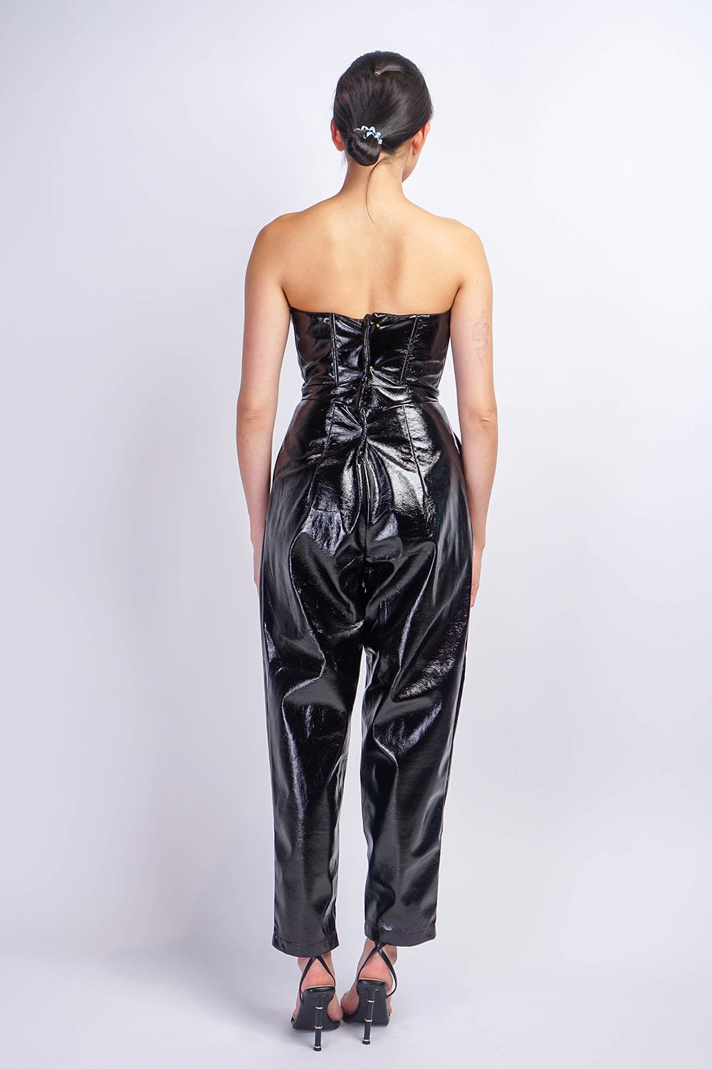 Jumpsuits &amp; Rompers Black Sweetheart Strapless Vinyl Jumpsuit - Chloe Dao