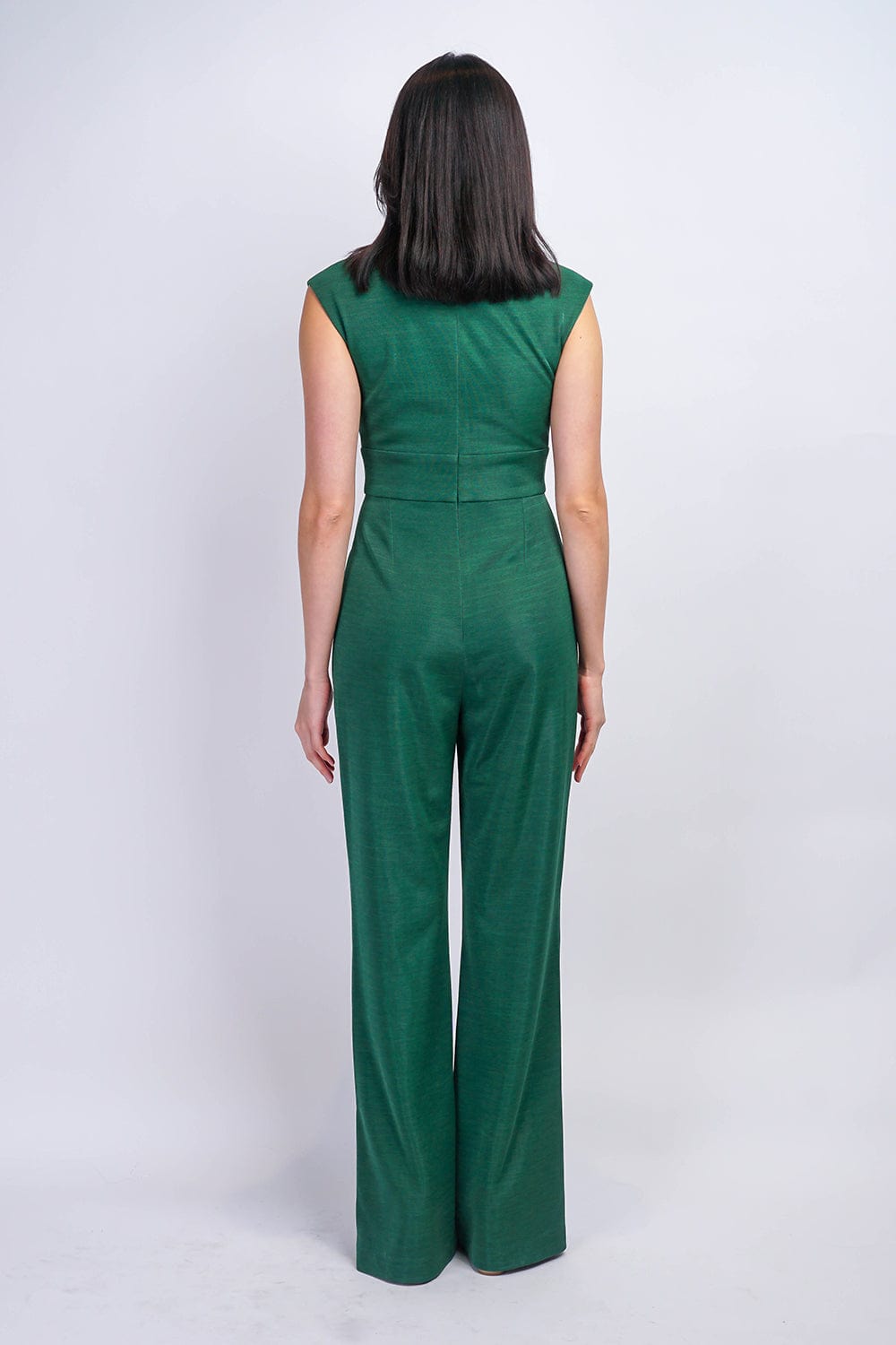 JUMPSUITS &amp; ROMPERS Emerald Luxe Sheen V Neck Aiden Jumpsuit - Chloe Dao