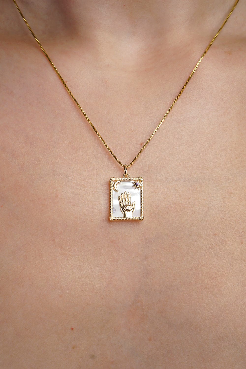 NECKLACES Gold Hand Moon Necklace - Chloe Dao