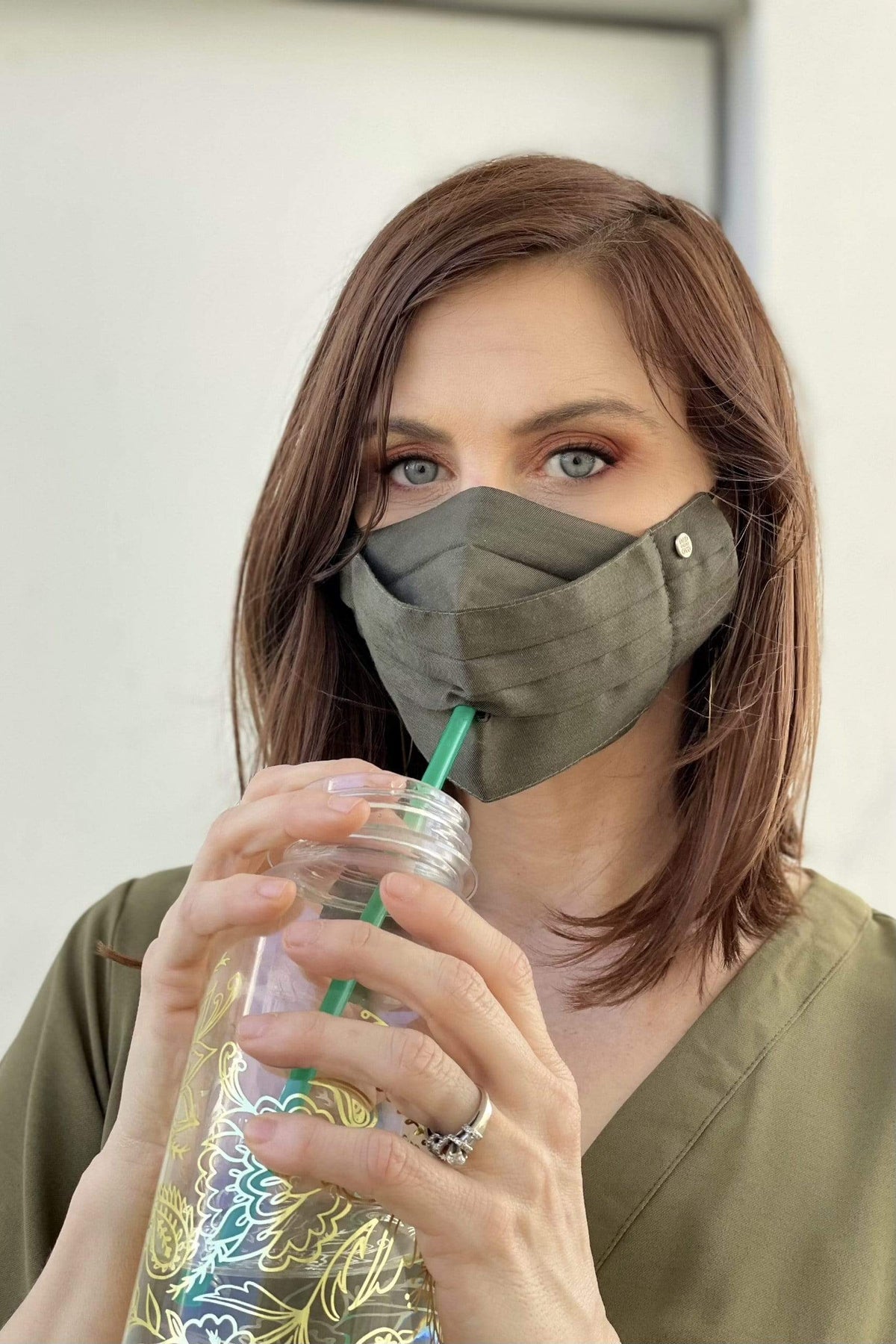 Safely Sip Face Masks Safely Sip Mask in Olive - Chloe Dao