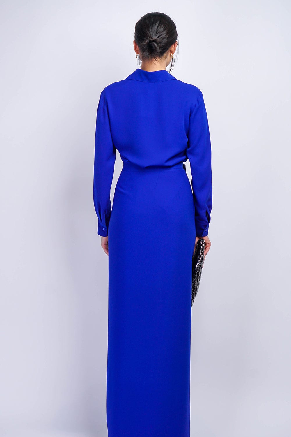 TOPS Cobalt Blue Button Up Jennifer Dress Shirt - Chloe Dao