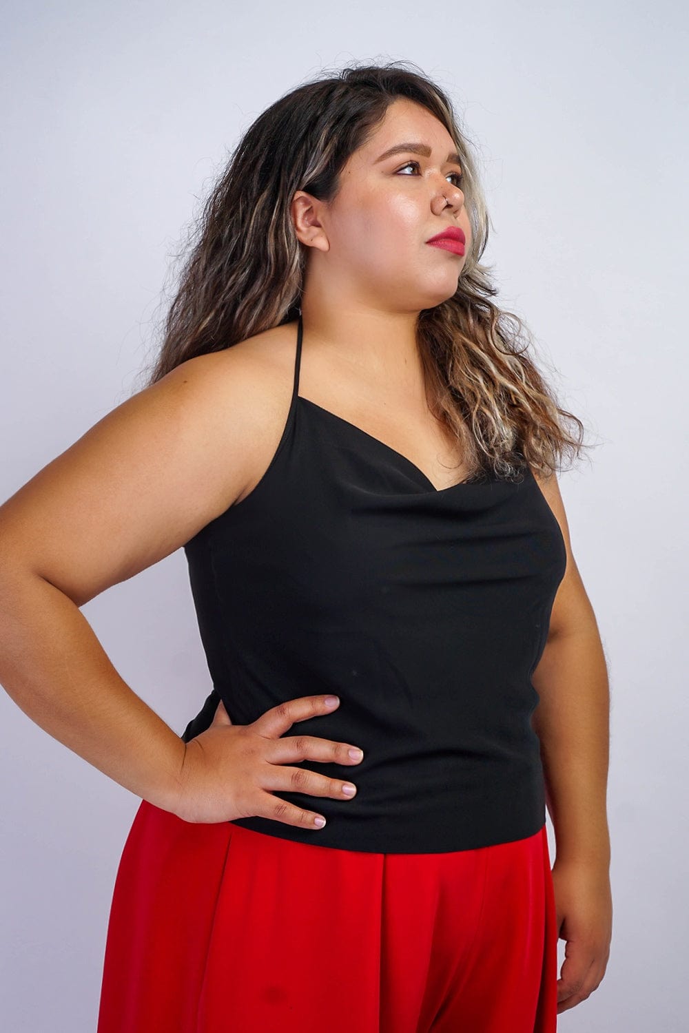 TOPS Colina Cowl Neck Top Black - Chloe Dao