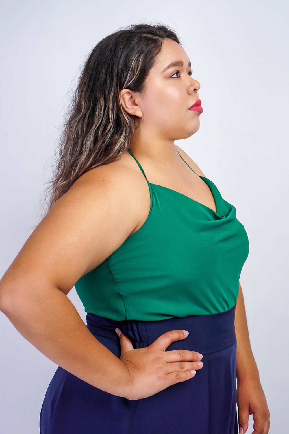 TOPS Forest Green Colina Cowl Neck Top - Chloe Dao