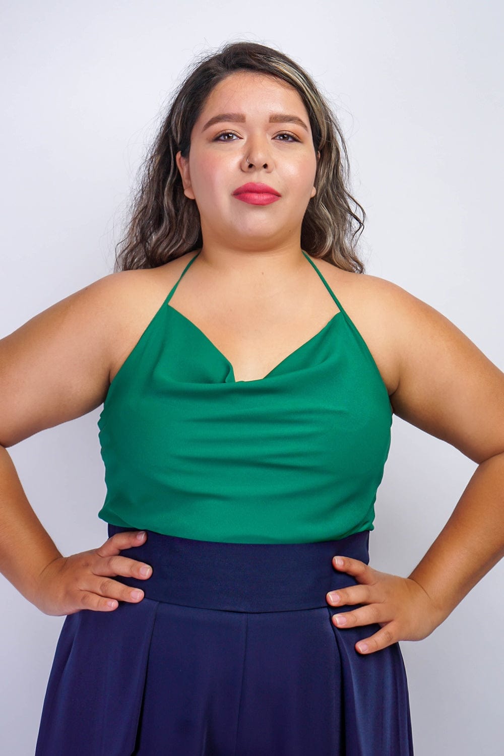 TOPS Forest Green Colina Cowl Neck Top - Chloe Dao