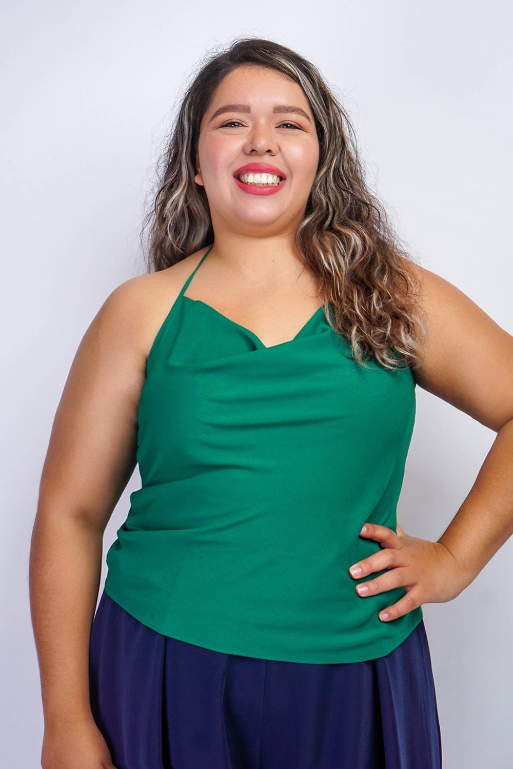 TOPS Forest Green Colina Cowl Neck Top - Chloe Dao