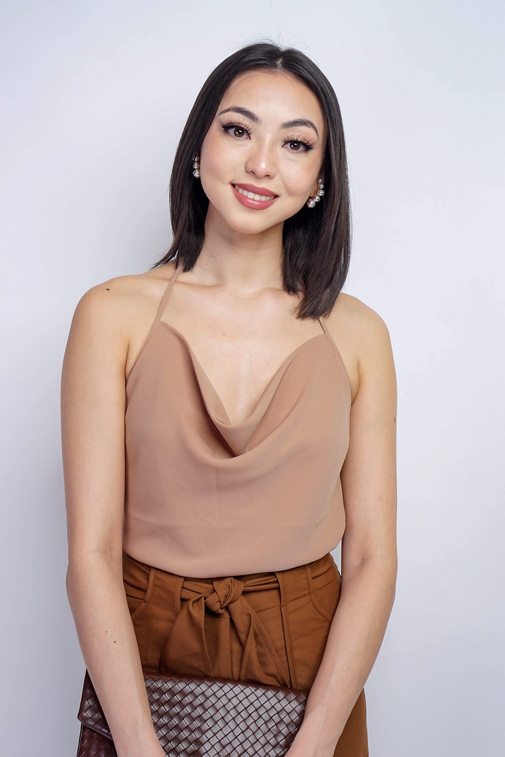 TOPS Colina Cowl Neck Top Tan - Chloe Dao