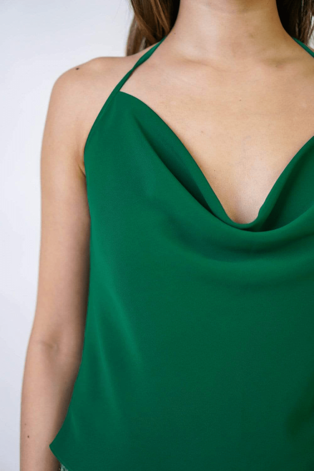 TOPS Forest Green Colina Cowl Neck Top - Chloe Dao