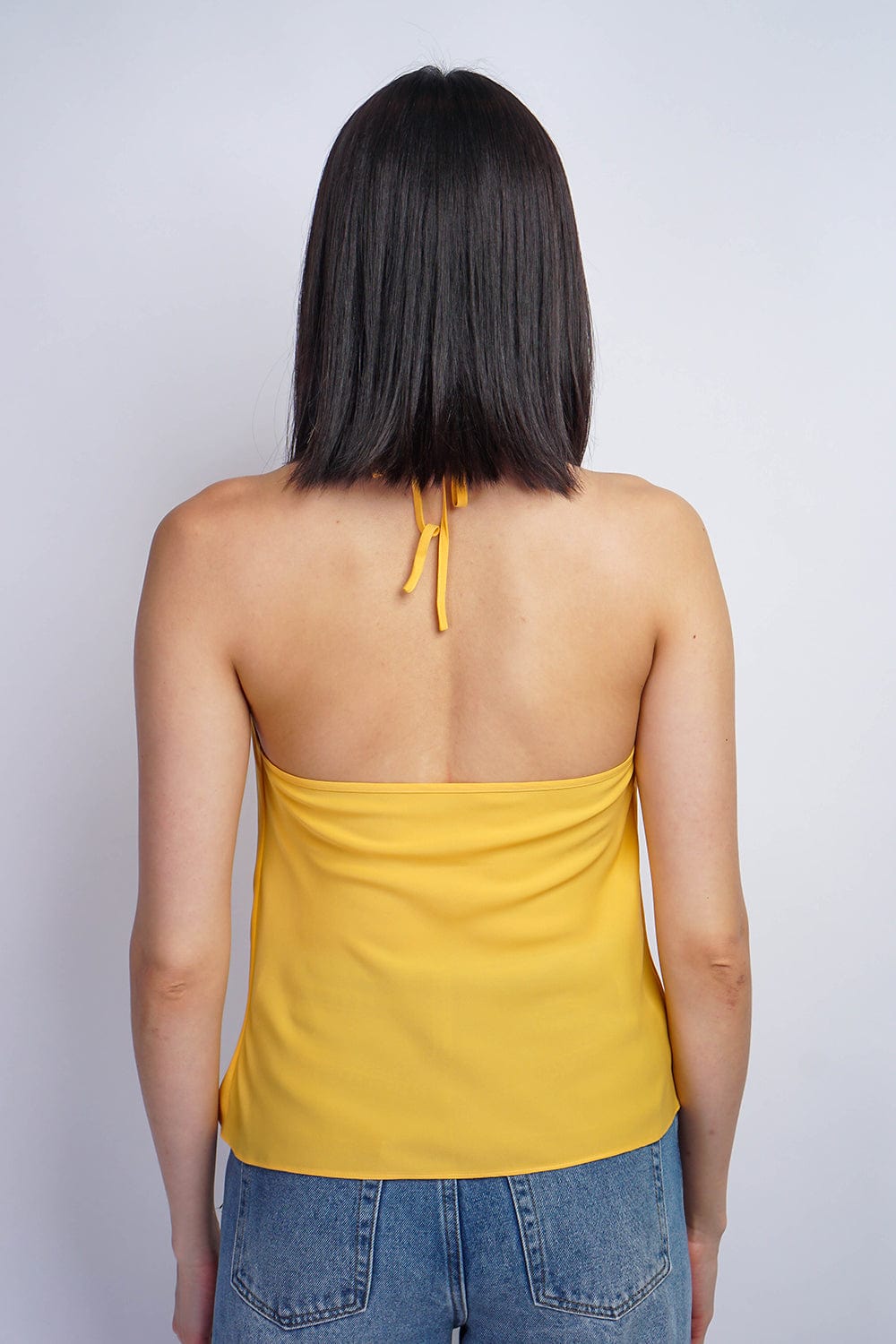 TOPS Mustard Yellow Colina Cowl Neck Top - Chloe Dao