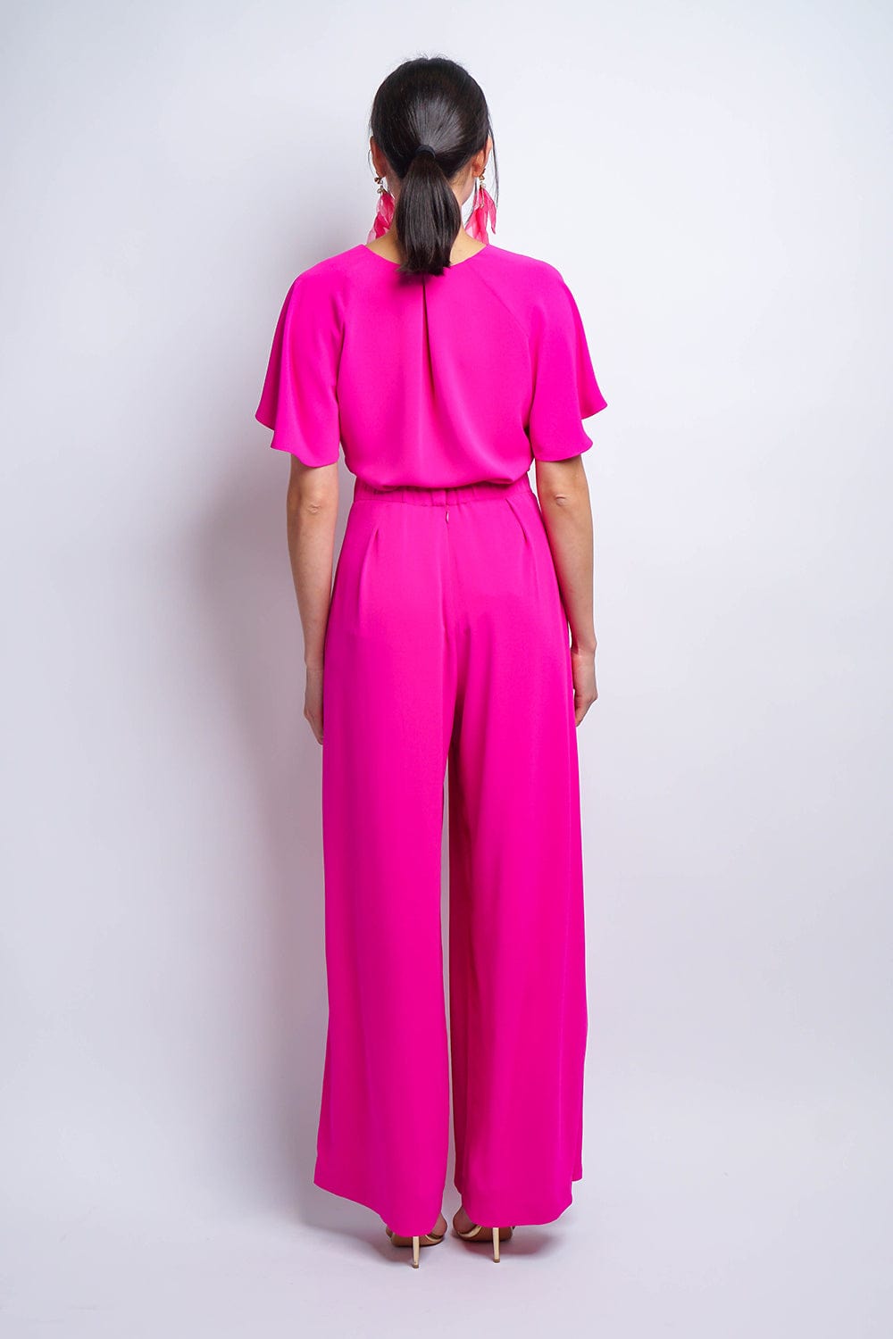 TOPS Pink Cursive V Neck Rae Top - Chloe Dao