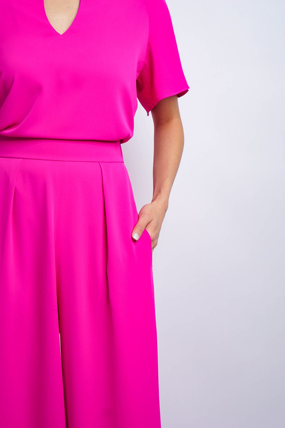 TOPS Pink Cursive V Neck Rae Top - Chloe Dao