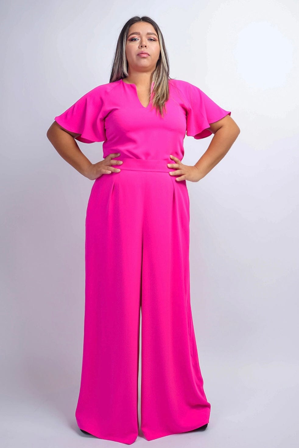 TOPS Pink Cursive V Neck Rae Top - Chloe Dao